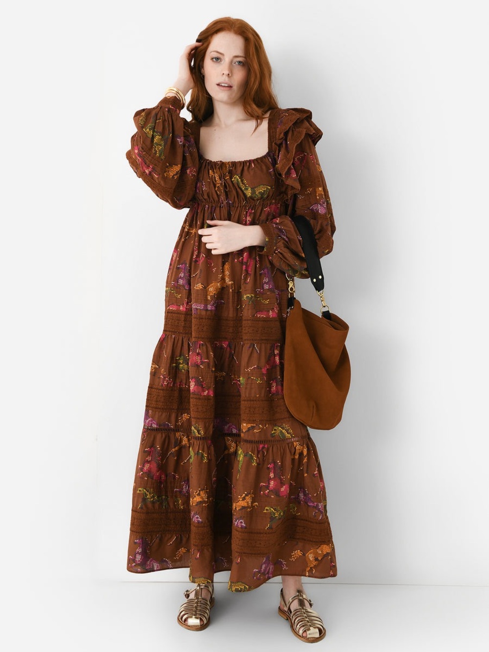 Farm Rio Women's Dotted Horses Maxi Dress sz. Medium
